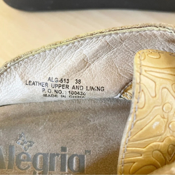 Alegria Light metallic gold leather slip-on Clogs Mule Sz 38 - Picture 3 of 10